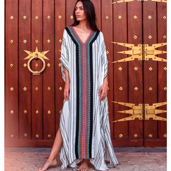 Bohemian Kaftan Kimono, Printed Kaftan , Boho Clothing, Beach Cover-Up - Picture 1 of 5